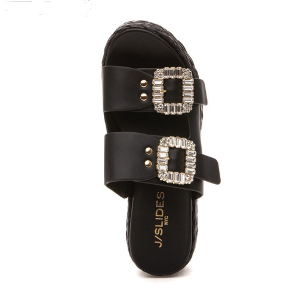 NWT J/SLIDES J/SLIDES QUINLEY Black Leather Sandal - Picture 5 of 16